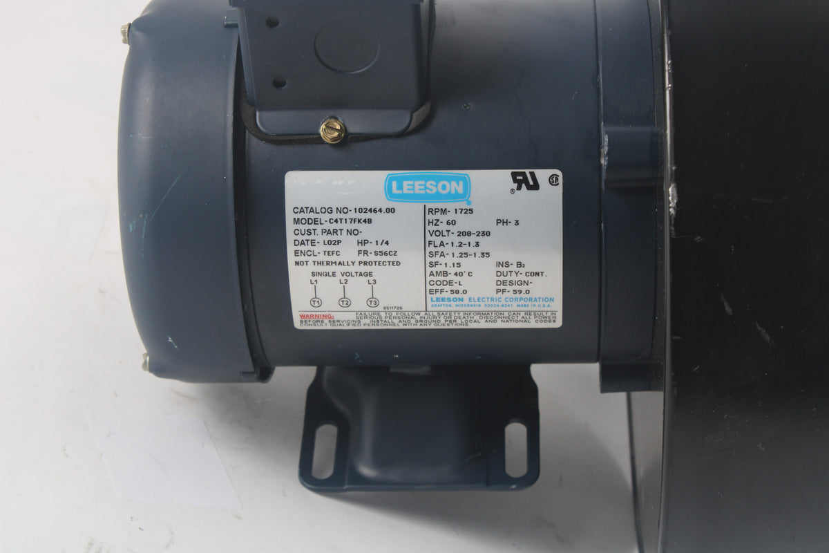 Motor Lesson Leeson C4T17FK4B Electric Motor With Revcor 4-2618-AC Motorized Packag ...